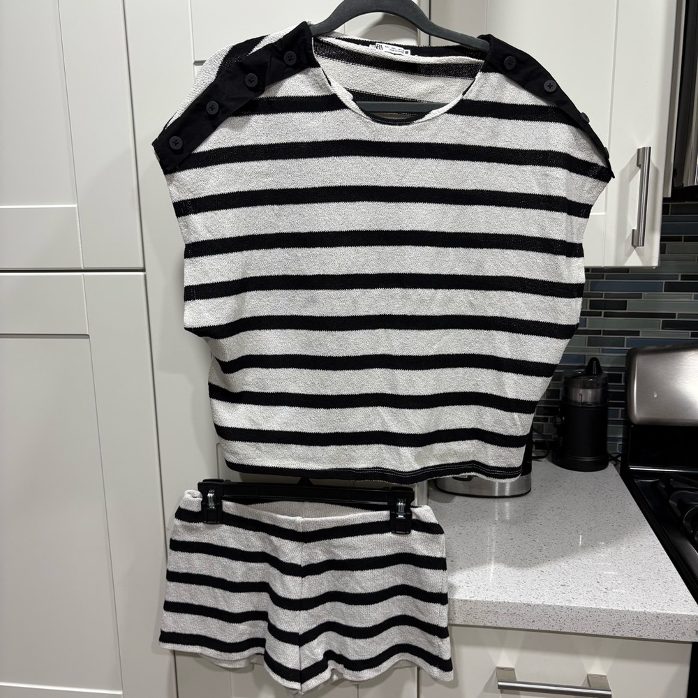 Striped Black and White Women Shorts